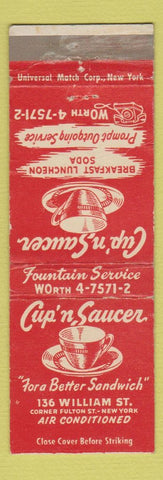 Matchbook Cover - Cupn n Saucer New York City
