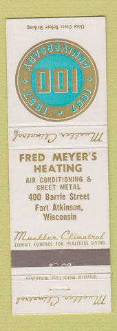Matchbook Cover - Fred Meyer's Heating Mueller Fort Atkinson WI