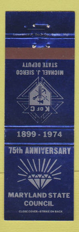 Matchbook Cover - Knights of Columbus Maryland State Council 1974 MD