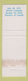 Matchbook Cover - British Columbus BC 1971 WEAR