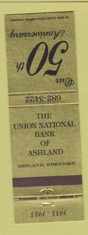 Matchbook Cover - Union National Bank Ashland WI 1983