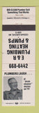 Matchbook Cover - E&R Plumbing Heating Pumps Cedar Grove IA