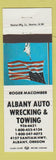 Matchbook Cover - Albany Auto Wrecking Towing Albany OR