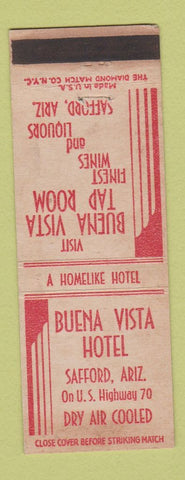 Matchbook Cover - Buena Vista Hotel Safford AZ WEAR