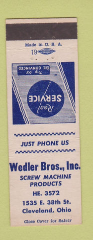 Matchbook Cover - Wedler Bros Screw Machine Products Cleveland OH