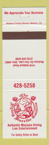 Matchbook Cover - Flying Burrito Cantina Mexican Food Madison OH