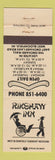 Matchbook Cover - Rikshaw Inn West Bloomfield Township MI