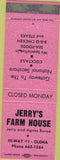 Matchbook Cover - Jerry's Farm House Olema CA BBQ pink