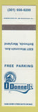 Matchbook Cover - O'Donnell's Restaurant Bethesda MD