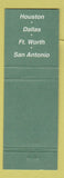 Matchbook Cover Salt Grass Steak House Houston Dallas Fort Worth San Antonio TX