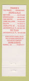 Matchbook Cover - Frankie's Sports Grill Atlanta Roswell GA Jacksonville FL