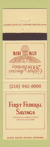 Matchbook Cover - First Federal Savings and Loan Willoughby OH