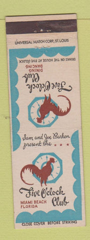 Matchbook Cover - Five O'Clock Club Miami Beach FL