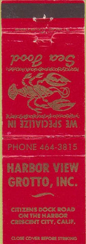 Matchbook Cover - Harbor View Grotto Crescent City CA