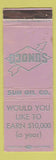 Matchbook Cover - Sunoco oil gas Don Bowers Seelyville IN
