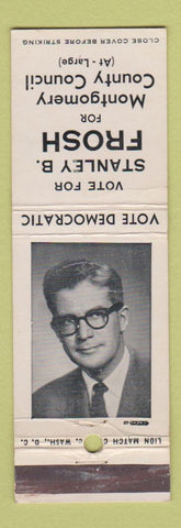 Matchbook Cover - Stanley Frosh Montgomery County Council Election