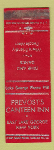 Matchbook Cover - Prevost's Canteen Inn East Lake George NY WEAR