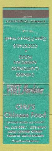 Matchbook Cover - Chu's Chinese Food