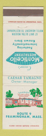 Matchbook Cover - Monticello Restaurant Framingham MA