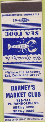 Matchbook Cover - Barney's Market Club Chicago IL