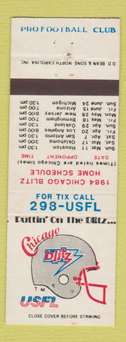 Matchbook Cover - USFL Chicago Blitz Football 1984 schedule