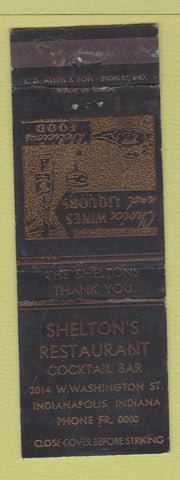Matchbook Cover - Shelton's Restaurant Indianapolis IN WEAR