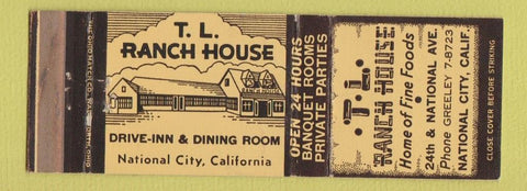 Matchbook Cover - TL Ranch House National City CA