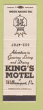 Matchbook Cover - King's Motel Williamsport PA