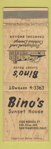 Matchbook Cover - Bino's Sunset House San Francisco CA