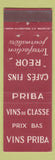 Matchbook Cover - Priba Vins de Classe Belgium
