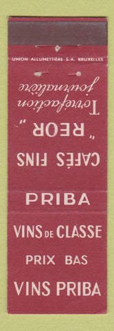 Matchbook Cover - Priba Vins de Classe Belgium