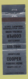 Matchbook Cover - Cooper Funeral Home Grants Lick KY