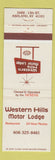 Matchbook Cover - Western Hills Motor Lodge Ashland KY