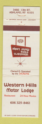 Matchbook Cover - Western Hills Motor Lodge Ashland KY