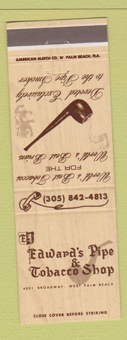 Matchbook Cover - Edward's Pipe Tobacco Shop West Palm Beach FL