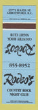 Matchbook Cover - Rodeo's Country Rock Night Club Abbotsford BC BLUE