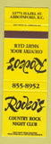 Matchbook Cover - Rodeo's Country Rock Night Club Abbotsford BC YELLOW