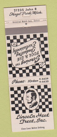 Matchbook Cover - Lincoln Heat Treat Tool Die Hazel Park MI Abraham