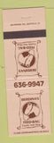 Matchbook Cover - Berdina's Feed Bag Sub Sandwiches