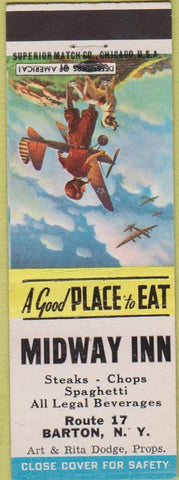 Matchbook Cover - Midway Inn Barton NY