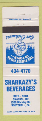 Matchbook Cover - Sharkazy's Beverages Whitehall PA