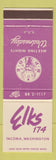 Matchbook Cover - Elks Lodge Tacoma WA