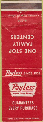 Matchbook Cover - PayLess Drug Stores WORN