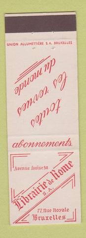 Matchbook Cover - Librairie de Rome Brussels Belgium