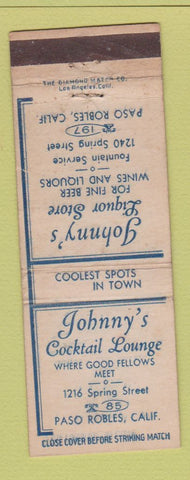 Matchbook Cover - Johnny's Cocktail Lounge Paso Robles CA WEAR