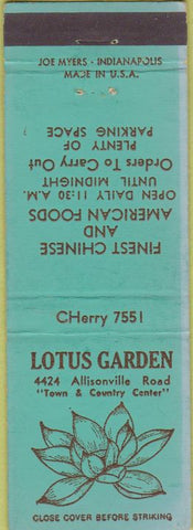 Matchbook Cover - Lotus Gardens Chinese Indianapolis IN