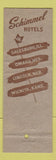 Matchbook Cover - Schimmel Hotels Lincoln Omaha NE Wichita KS Galesburg IL