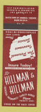 Matchbook Cover - Hillman & Hillman Insurance Los Angeles CA