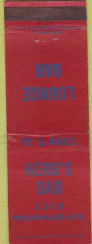 Matchbook Cover - Herb's Bar NO TOWN