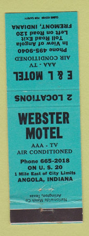 Matchbook Cover - Webster Motel Angola IN E&L Motel Fremont IN WEAR